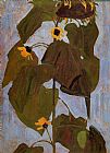 Sunflowers Paintings - Sunflower by Egon Schiele